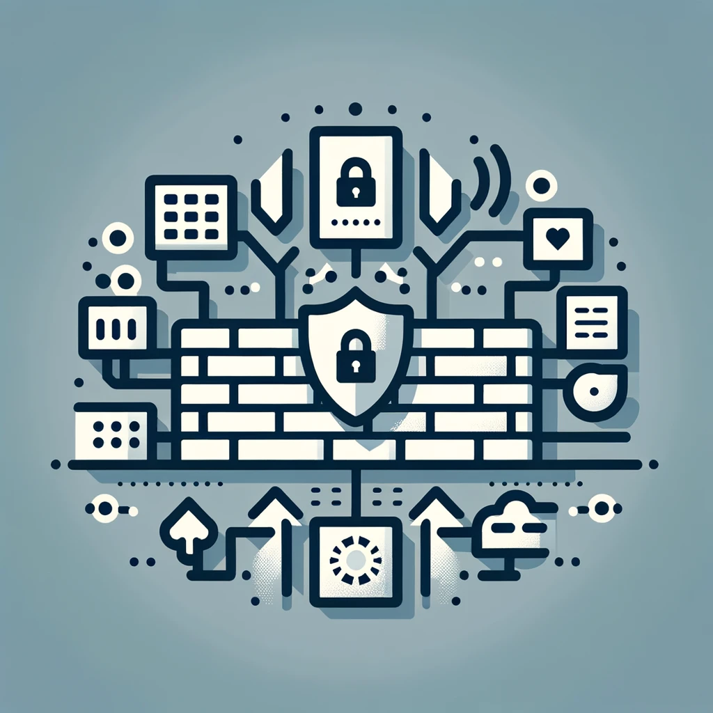 An illustration of a wall with a lock on it, symbolizing the importance and necessity of network firewalls for business.