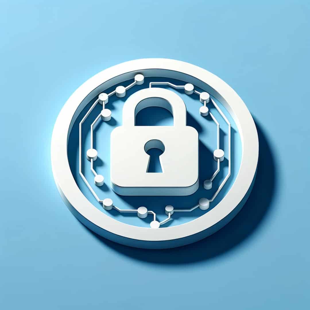 An image of a padlock on a blue background, representing cybersecurity.