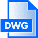 Icon depicting a file with a blue background, a folded corner at the top-right, and "DWG" written in white text on a blue label across the front, often used by IT Support to indicate a DWG format file.