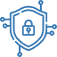 Icon of a shield with a padlock in the center, surrounded by lines with dots, suggesting cybersecurity or network protection. This emblem symbolizes the fusion of law and IT, emphasizing secure, legally-compliant digital environments.