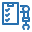 Icon of a checklist with four checkmarks next to a wrench, illustrating the synergy of Manufacturing IT processes.