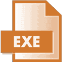 Icon of a document with "EXE" on it, accompanied by download links, indicating an executable file.