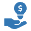 A blue icon of a hand with a dollar sign above it represents financial support or investment, crucial for nonprofit IT initiatives.