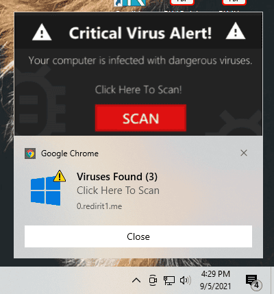 A computer screen in a small business office displays a fake virus alert pop-up warning about dangerous viruses, urging the user to click to scan. In an era where PCI DSS 4.0 compliance is crucial, such deceitful alerts pose significant security concerns.