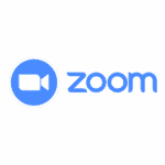 Zoom logo with a blue video camera icon on the left and the word "zoom" in lowercase blue letters on the right, set against a white background, highlighting Triton Technologies partners integration.