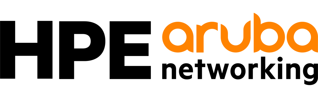 HPE Aruba Networking logo: "HPE" black, "aruba" orange, "networking" black on light background; network firewall, IT security focus.