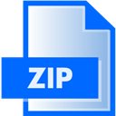 Icon of a document with blue background and "ZIP" label, symbolizing secure file sharing in cyber security, IT, and data protection.