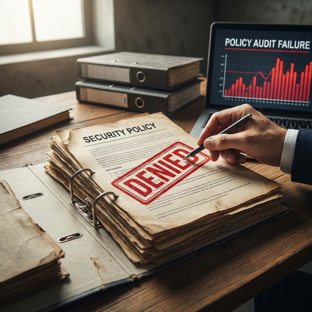 A hand with a pen over business documents in a folder, symbolizing cyber security, data compliance, and network firewall protection.
