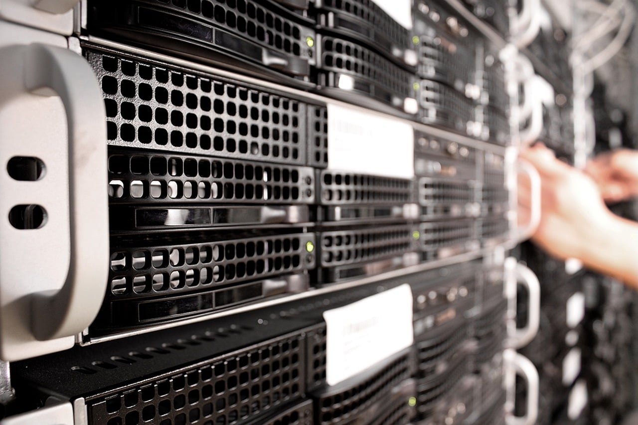 Server rack in modern data centre — Triton Technologies cybersecurity and network infrastructure services for Irish businesses.