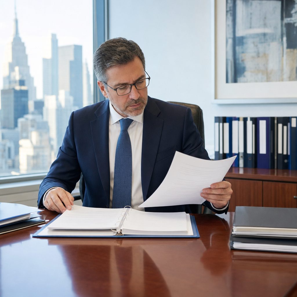 Compliance officer reviewing NY SHIELD and NYDFS documentation — Triton Technologies serving New York.