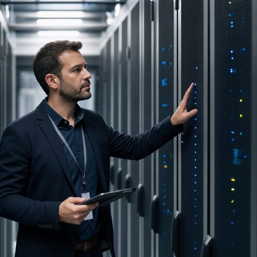 IT infrastructure engineer at server racks — Triton Technologies cybersecurity for New York, NY.
