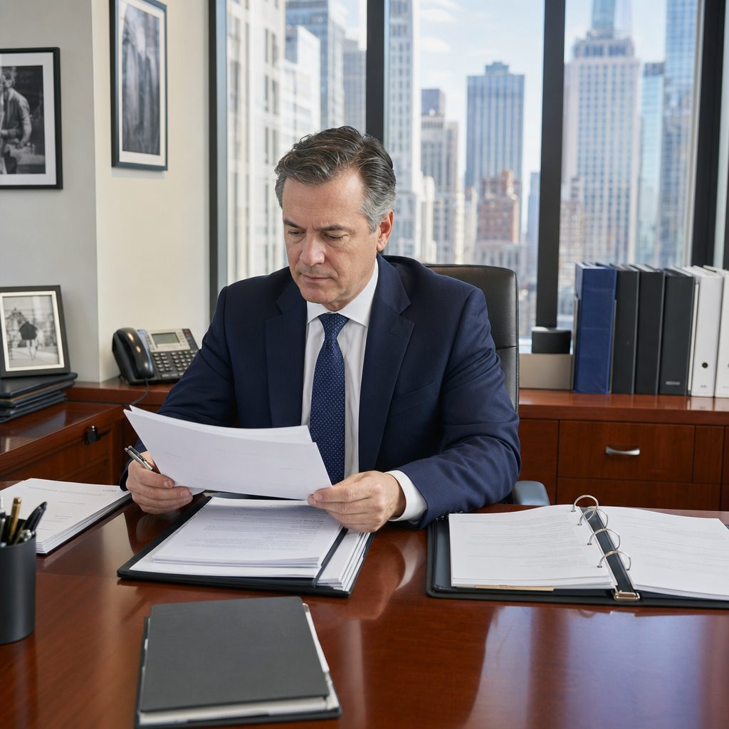 Compliance officer reviewing NY SHIELD and NYDFS documentation — Triton Technologies serving New York.