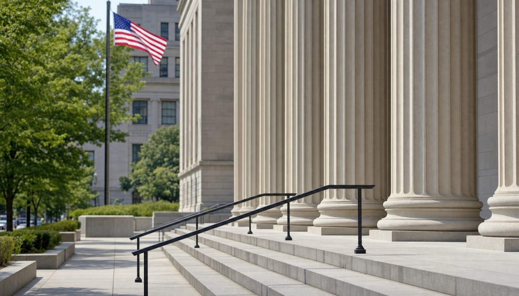 Federal government building with US flag, illustrating SEC cybersecurity oversight