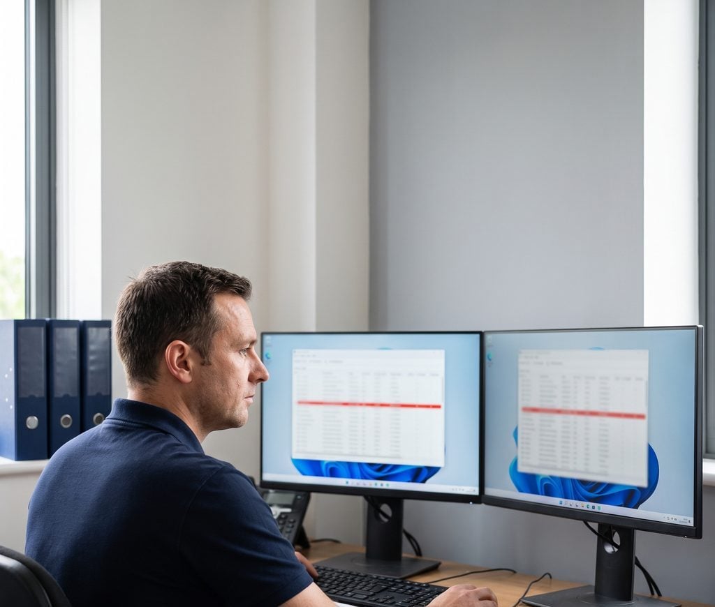 Security analyst responding to a highlighted alert on his monitoring screens