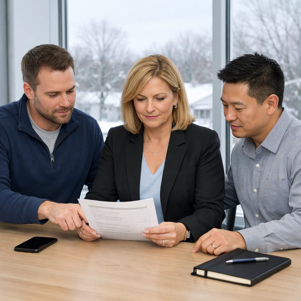 IT engineers and an office manager working through a ransomware recovery checklist