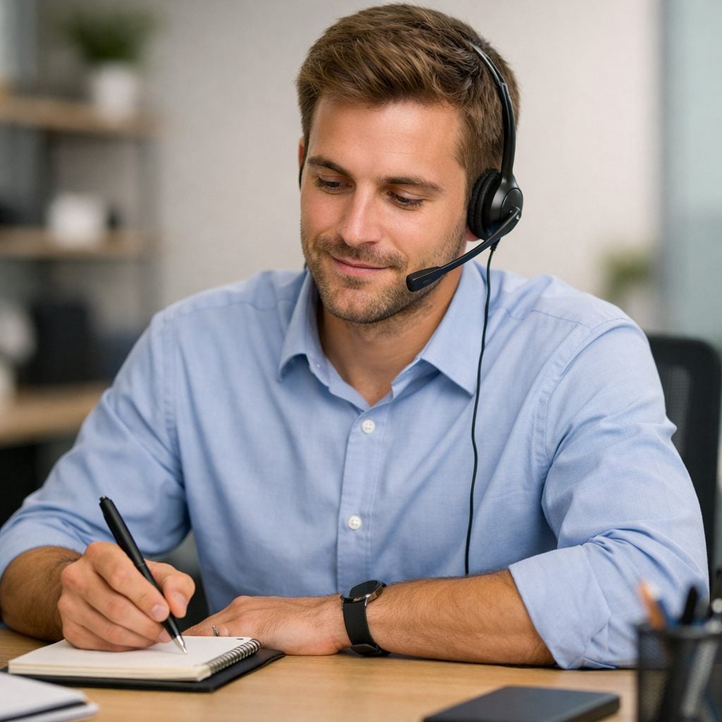 Triton help desk technician taking a support call for a Worcester business