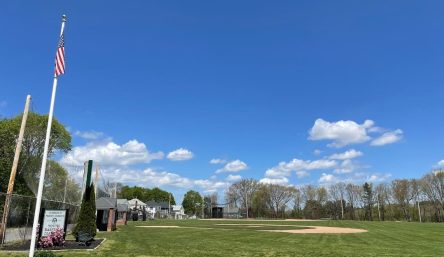 A baseball field with houses and trees in the background, located near Lancaster. A baseball field with houses and trees in the background, located near Lancaster.